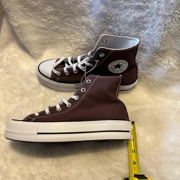 Converse High Top Platform Sneakers - Mauve & White - Picture 10 of 12